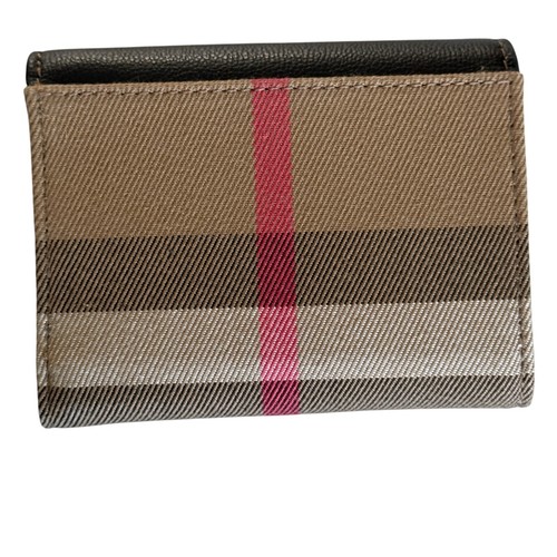 Burberry Lancaster kleine schwarze Geldbörse aus Leder und Stoff mit Dreifachfaltung und Druckknopf - Bild 8 von 14