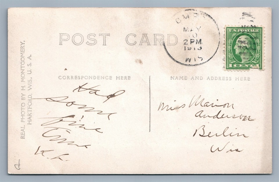 OMRO WI HIGH & MANUAL TRAINING SCHOOL ANTIQUE REAL PHOTO POSTCARD RPPC