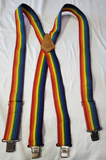 Vintage Rainbow Suspenders Rooster Products Leather Mork And Mindy Costume Clown