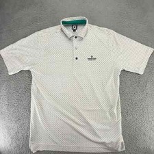 FJ FootJoy Shirt Mens XL White Polka Dot Polo Golf Outdoors Lightweight Casual