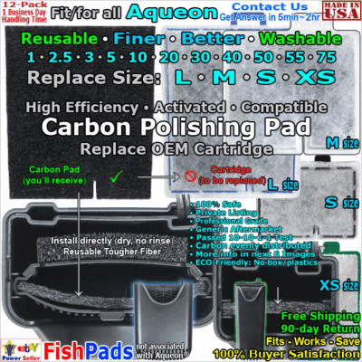 Generic Carbon Filter For Aqueon Cartridge Large,Medium,Small,Extra Small 12pack