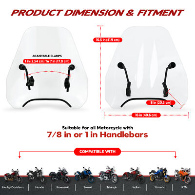 Clear Motorcycle Windshield For Harley Sportster XL1200NS Iron