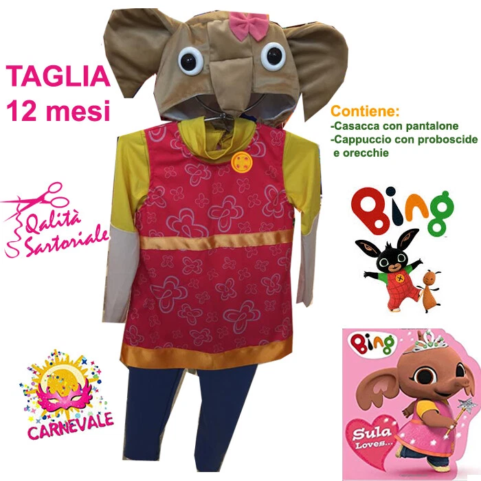 VESTITO COSTUME DI CARNEVALE SULA BING IL CONIGLIO NERO ELEFANTE