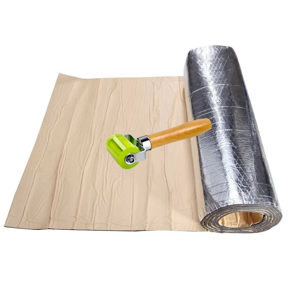 AMORTIGUADOR DE SONIDO COCHE PROTECTOR TÉRMICO AISLAMIENTO ALFOMBRILLA ADHESIVA CON RODILLO DE COSTURA 60"X40" Foto 2 de 4