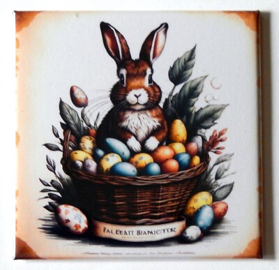Easter Bunny with Eggs and Basket FRIDGE MAGNET
