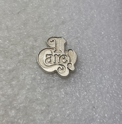 I Care! Script Pin Vintage Pewter Toned Single Post Lift Back Emotions