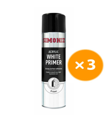 3 x Simoniz White Grundierung Acryl Autolack Spray Lack Aerosol 500 ml glatte Oberfläche