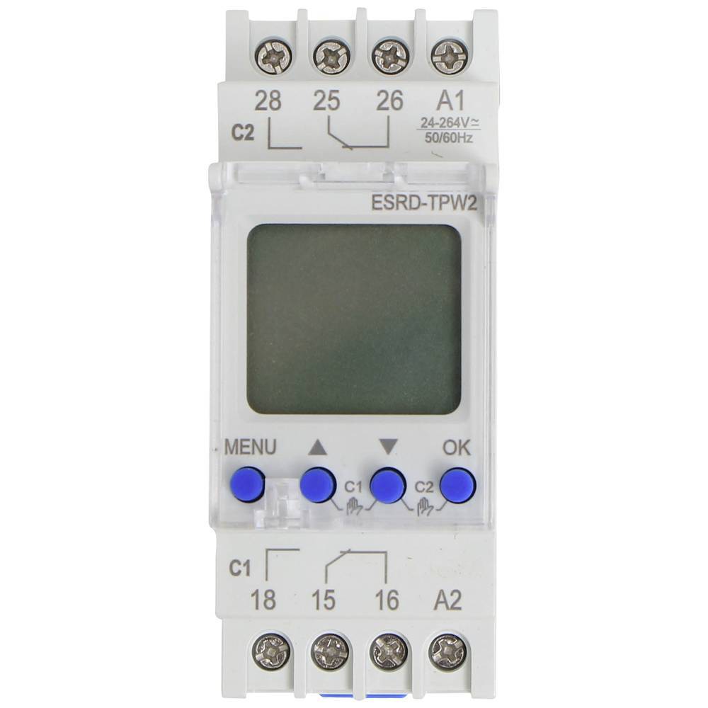 Counttec S2K90 Temporizzatore per guida DIN ESRD-TPD2 Multifunzionale,