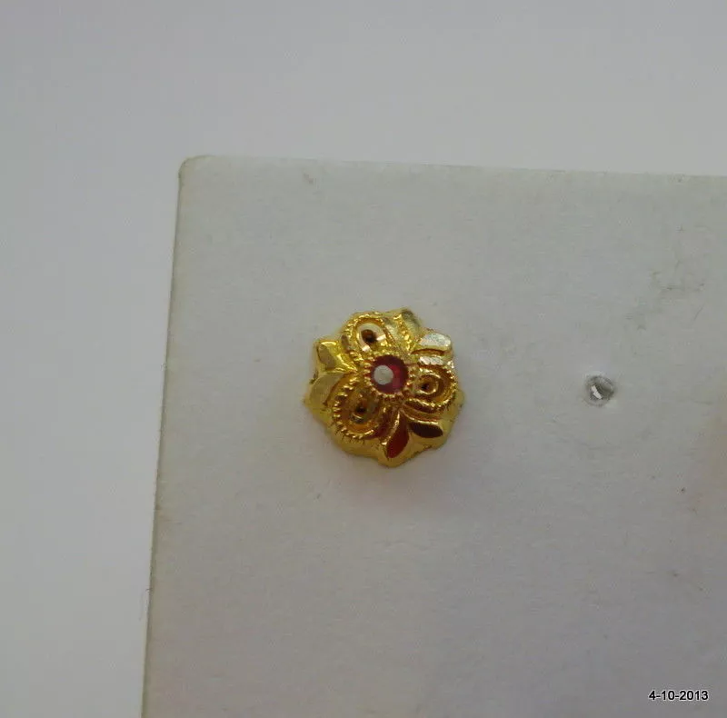 18k traditional design gold nose stud nosepin rajasthan india
