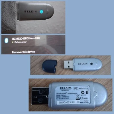 Belkin Bluetooth USB Adapter F8T012 Driver problem. For parts or repair. UK 