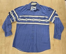 Vtg 90s Western Rodeo Roper Aztec Pearl Snap Button Up Shirt Men's Sz Large