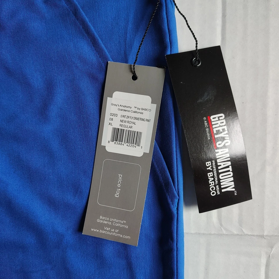 Pantalones Médicos Grey’s Anatomy by Barco XL Para Hombre Azul 6 Bolsillos Cremallera Mosca Cordón Foto 2 de 4