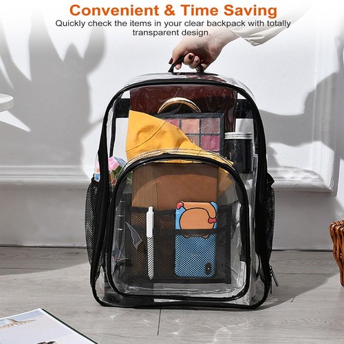 Huge Clear Backpack for Men Women School Bag See Through Bookbag Heavy Duty Bag - Picture 6 of 13