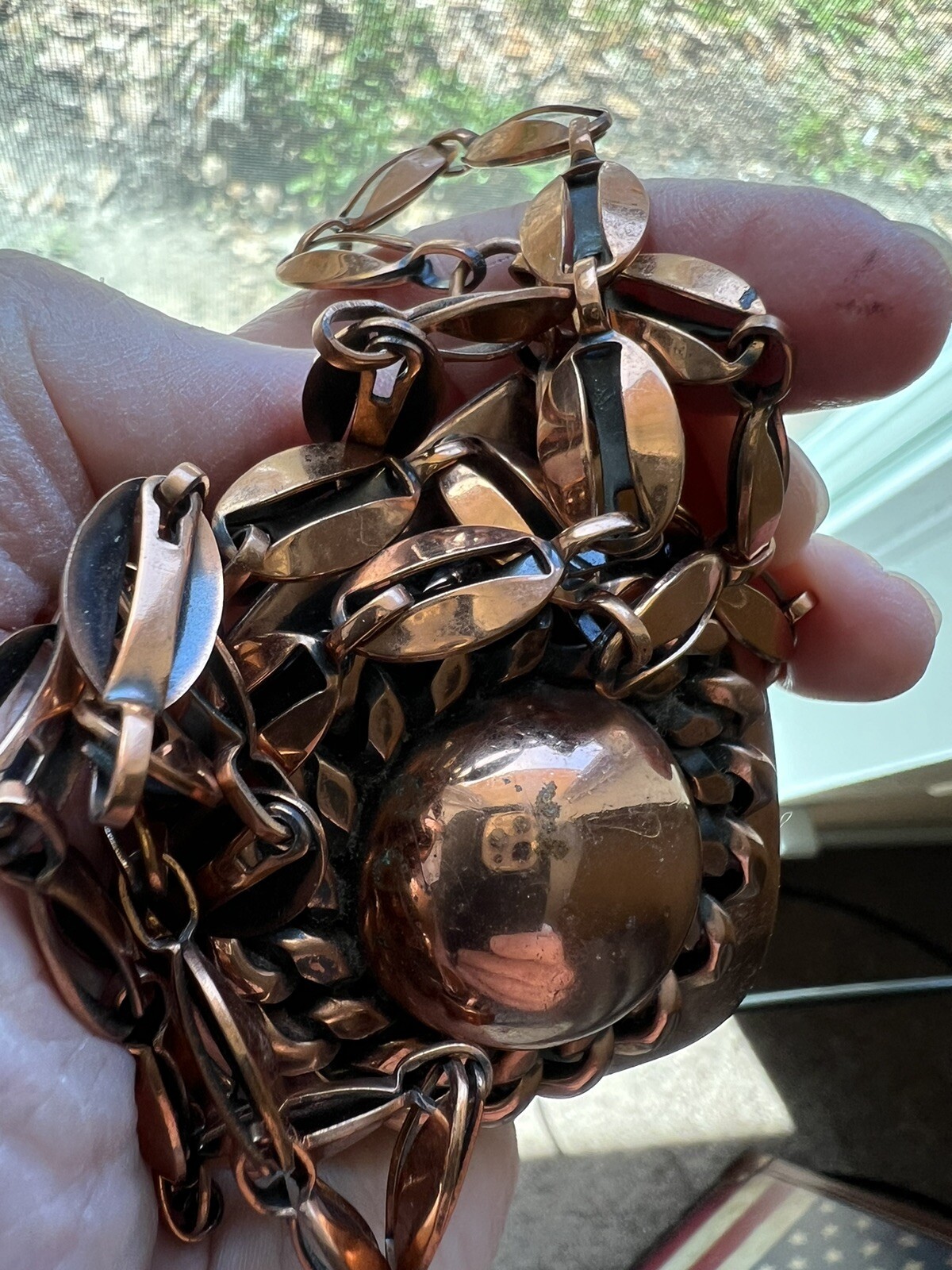 Solid Copper Vintage Triangle With Chain Necklace - image 10