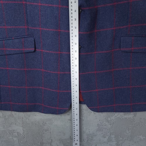 Giacca tweed Brook Taverner blazer uomo 48L blu lana check vetro finestra - Foto 9 di 15