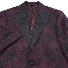  798 Robert Graham Reggie Wine Red Floral Jacquard Dinner Jacket Mens Size 40R