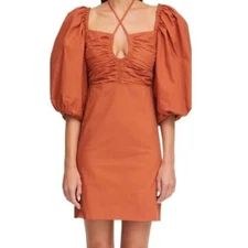 NEW RHODE JEANNE OFF THE SHOULDER MINI DRESS IN CLOVE SIZE 2