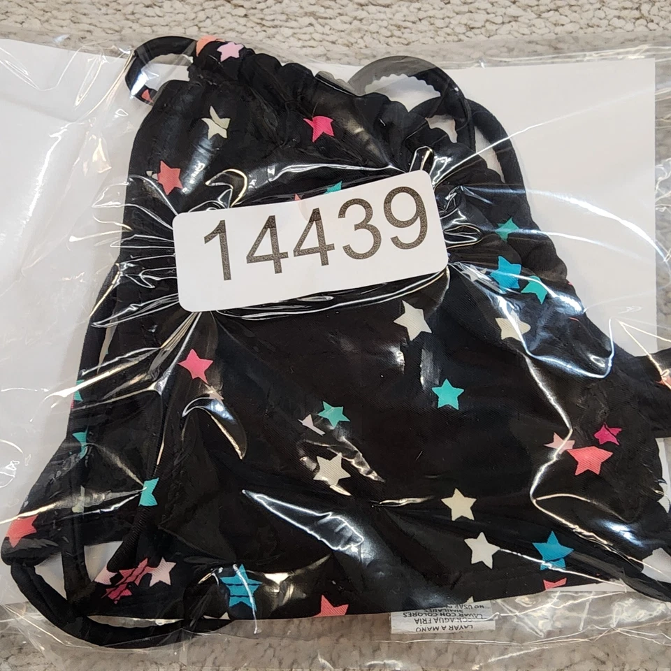 Ocean Pacific Triangle halter Bikini Top Black Stars Medium 7/9 - Image 4 of 4