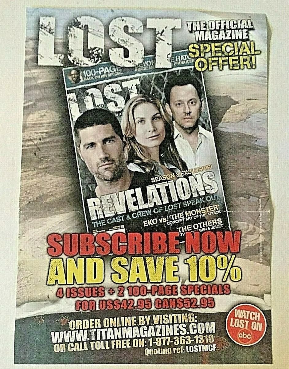 LOST: ABC Official Magazine subscription flyer Jack, Juliette Ben