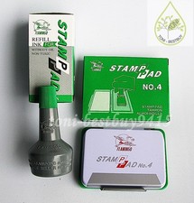 BEST Quality Stamp Pad Green Ink Permanent Water Proof Extra 1 Refill Ink FREE