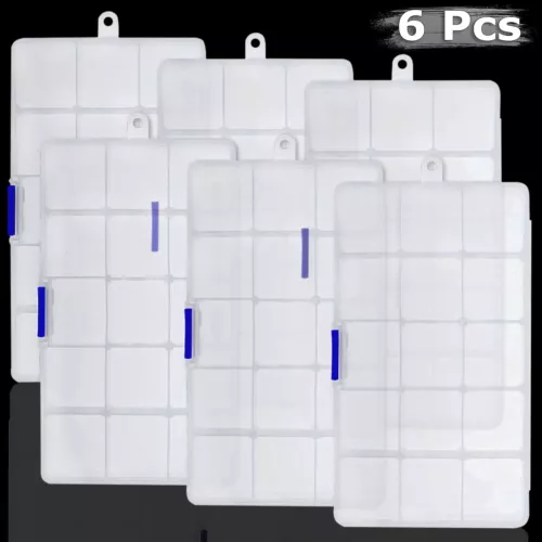 6 Pack Clear Jewelry Box Plastic Bead Storage Craft Container Earrings Organizer - Picture 2 of 8