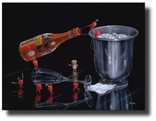Michael Godard-"PREPARE PERFECT POUR"-Cristal Champagne-Art *SHOW SIGNED*