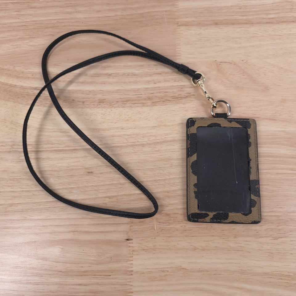 Coach Lanyard ID estampado de leopardo con correa original Foto 2 de 4