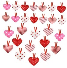 YIYA 30 Pcs Fabric Heart Hanging Ornaments Valentine's Day Heart Plaid