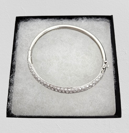 Sterling Silver Pave Setting Bangle bracelet - image 1