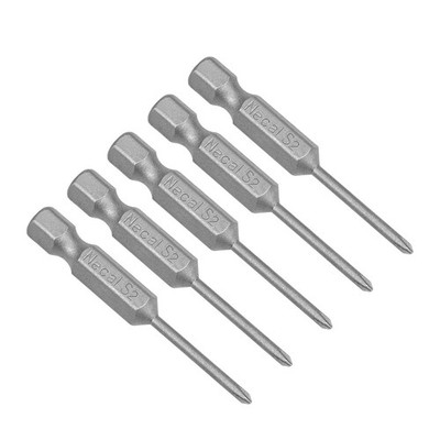 5pcs 1/4-Inch Hex Shank 50mm Length 2PH0 Magnetic S2 Screwdriver Bits