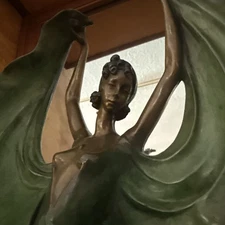 Louis Icart Art Deco Style Fascination Recast Bronze Dancing Woman Statue 1980's