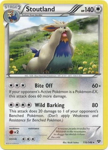 Stoutland - 110/146 - Rare (Damaged) XY Base Set - Colorless Pokémon