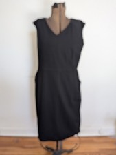 Talbots Women Ponte Sheath Dress Size 16 Black Pockets Classic LBD Timeless