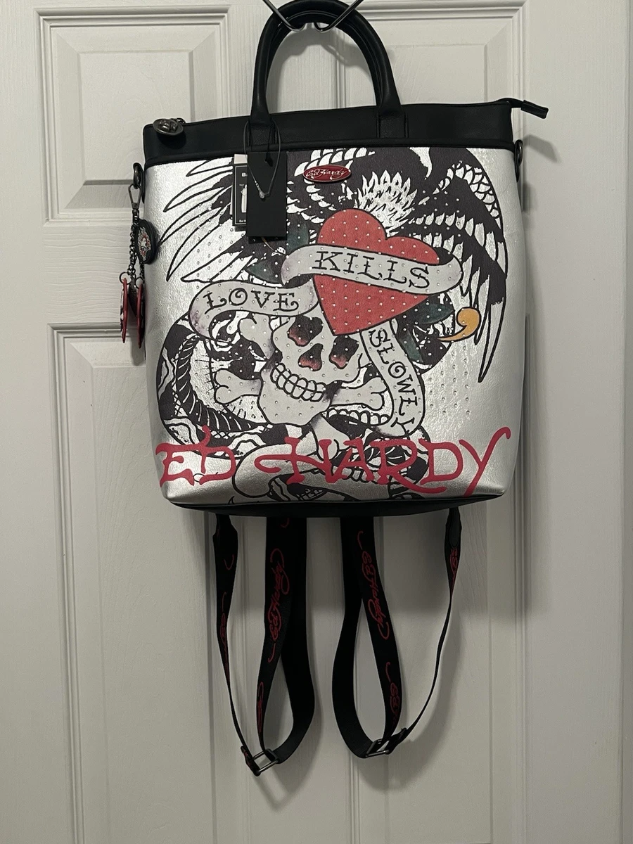 Ed Hardy Backpack & Tote Charms Bag Love Kills Slowly Y2K