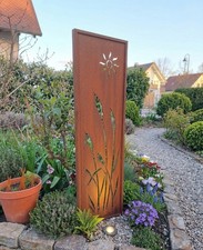 Edelrost Sichtschutz 100cm Schilf Sonne Garte...