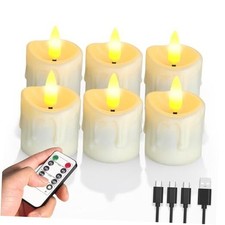 Flameless Rechargeable Tea Lights with Remote Timer - LED Tea Lights 6pcs