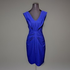 Express Woman’s Sz 6 Royal Blue Sheath Dress Ribbed Sunburst Pleats Slimming
