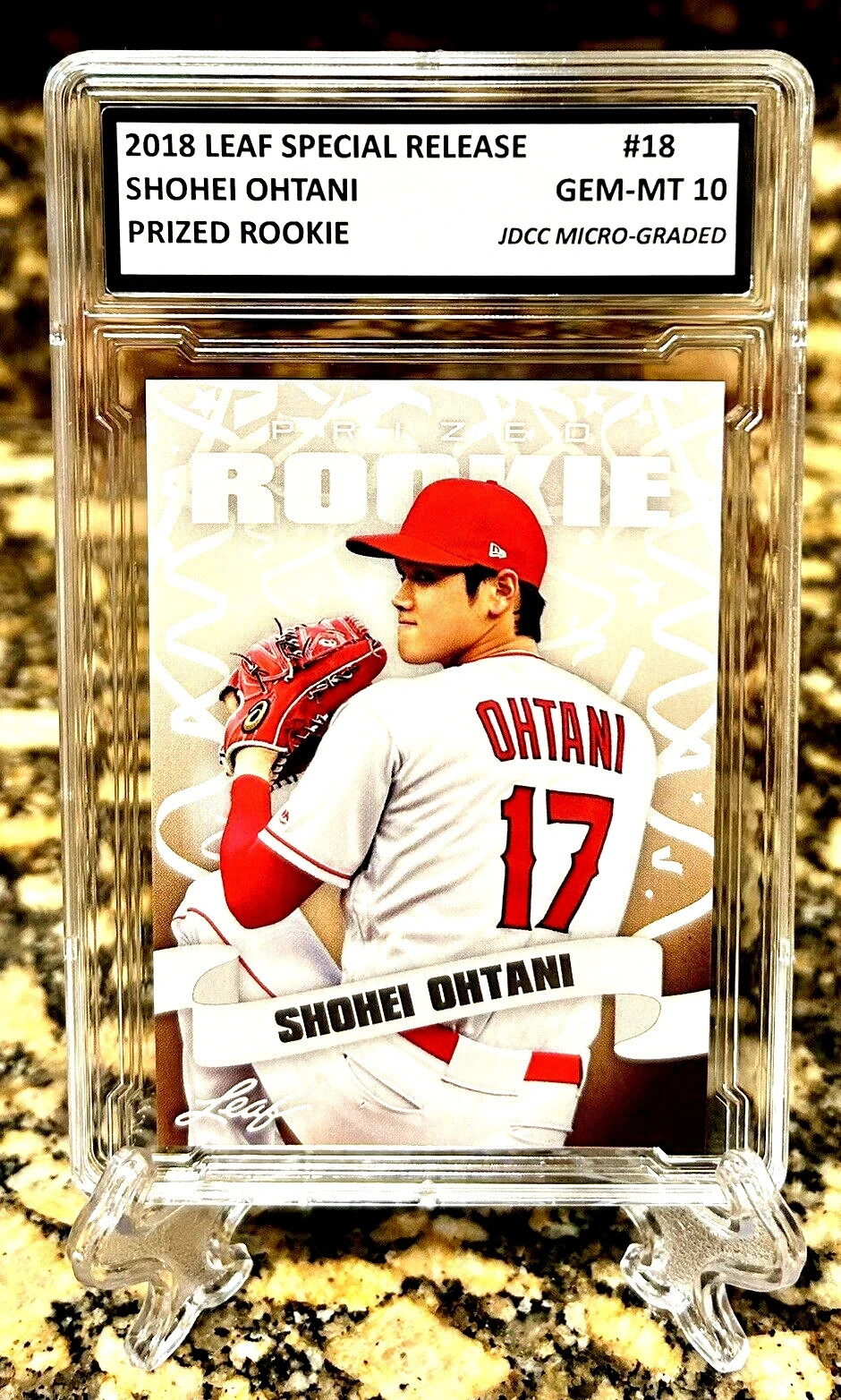 SHOHEI OHTANI RC 2018 LEAF Graded Gem-Mt 10 PRIZED ROOKIE CARD #18 Coa!