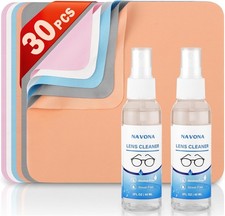 Microfiber Glasses Cleaning Cloths 30 Pack with 2 Lens Cleaner Sprays Eyeglass C