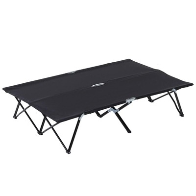 Doppel Campingbett Bett, mit Tasche - schwarz