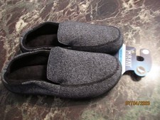 Isotoner Signature Mens Memory Foam High Back Slippers Black Heather XXL 13-14