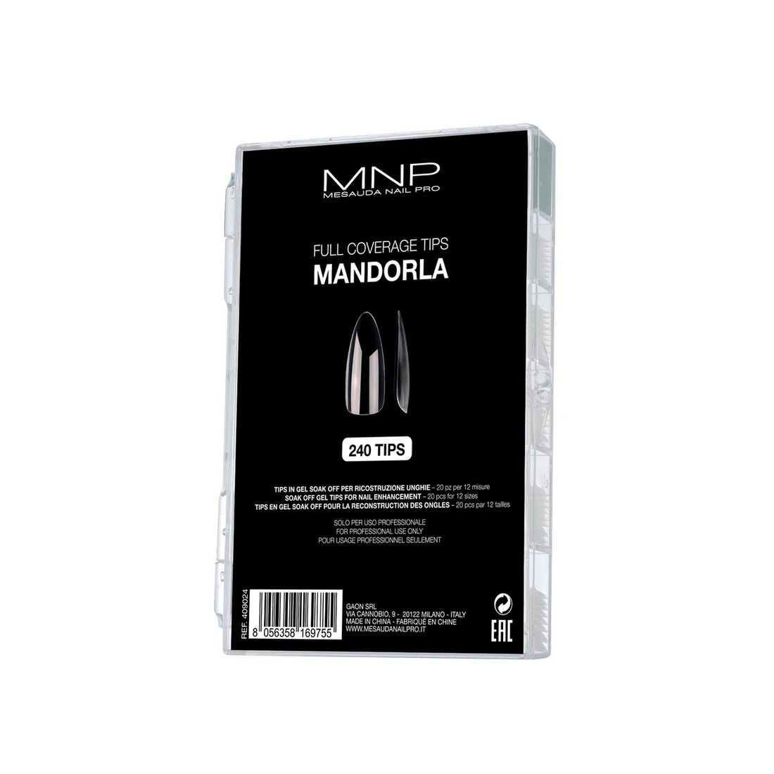 Mesauda MNP Full Coverage Tips Mandorla 240 pz- tips in gel soak per ricostruzio