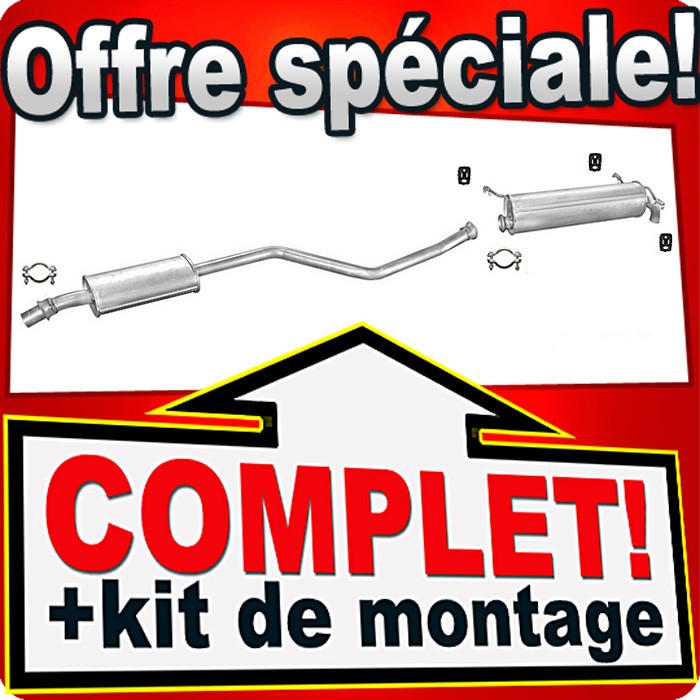 Ligne d'échappement Citroën ZX 1.4 à 1.8 hayon 1991-1998 avec silencieux arrière en acier