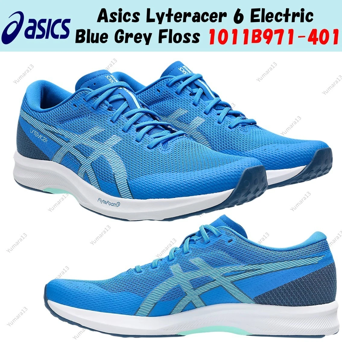 Asics Lyteracer 6 blu elettrico grigio filo interdentale 1011B971 401 taglia ...