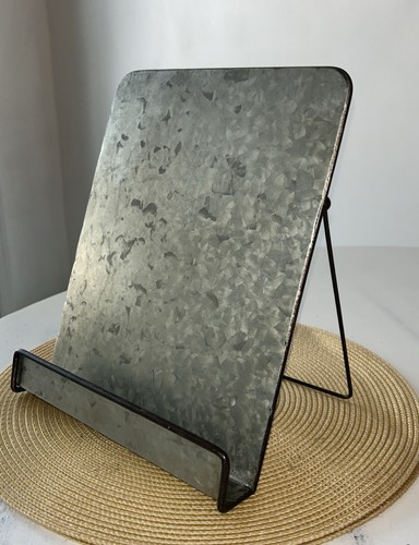 Galvanized Metal Easel Cookbook Book Tablet Art Stand Rustic Industrial 10.75”H