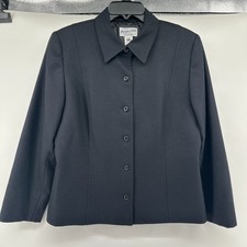 Pendleton Women Black Blazer Jacket 100 Virgin Wool Made In USA Size 12