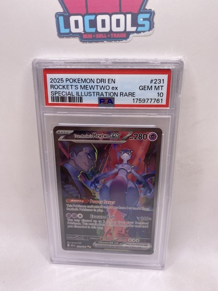 2025 POKEMON DRI EN #231 ROCKET'S MEWTWO ex SPECIAL ILLUSTRATION RARE PSA 10 Gem