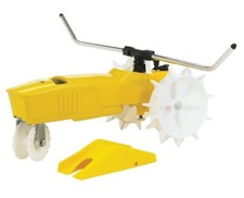NELSON  RAIN TRAIN CAST IRON TRACTOR TRAVELING LAWN YARD SPRINKLER YELLOW