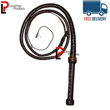 Real Leather Cowhide Bullwhip 6Feet Long Bull Whip with 12 Plait Handmade
