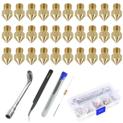 JUNYAOHSU 30PCS MK8 Ender 3 V2 Nozzles 0.4MM, 3D Printer Brass Hotend... 